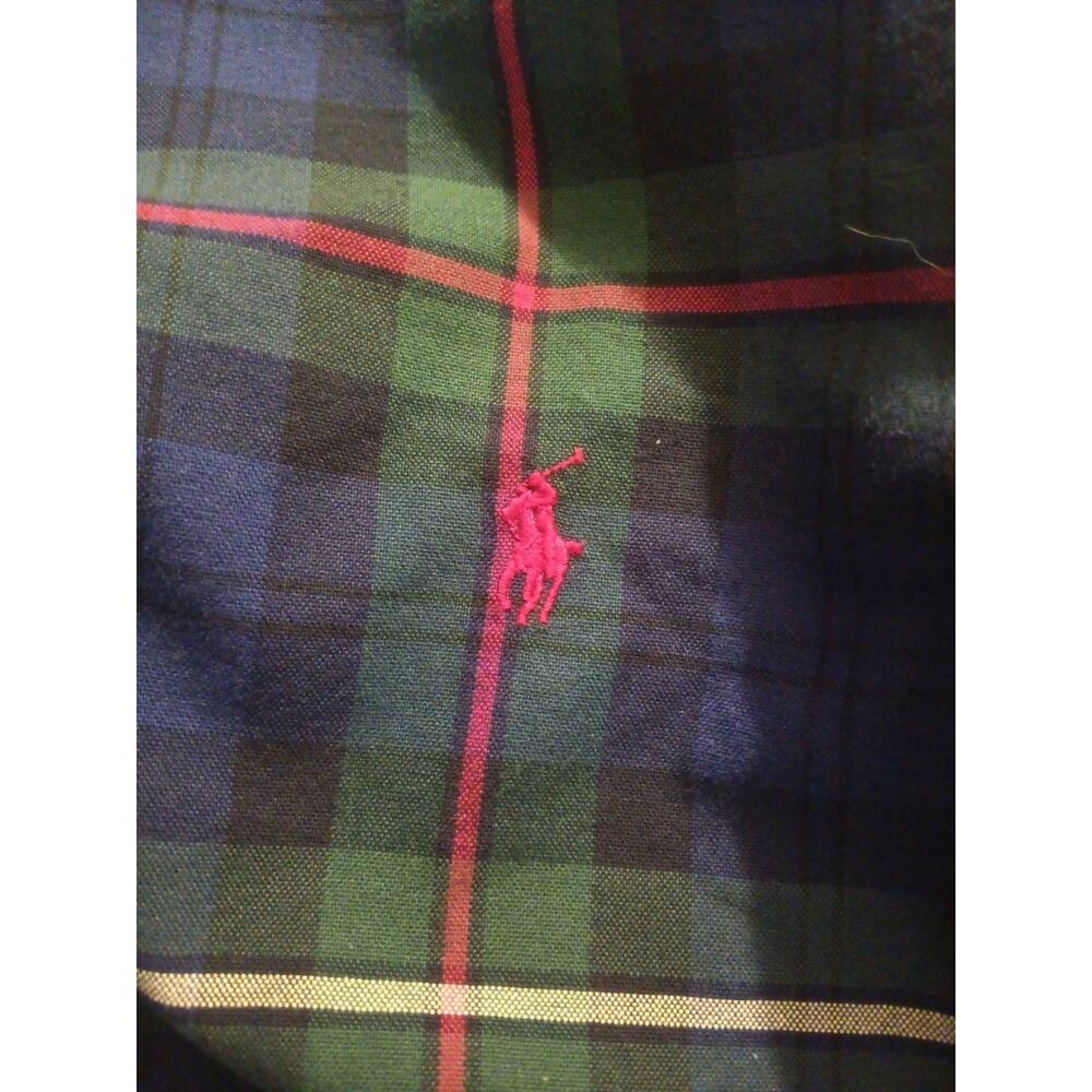 Polo Ralph Lauren Plaid Long Sleeve Button Down Slim Shirt Mens Medium Green - Picture 7 of 8